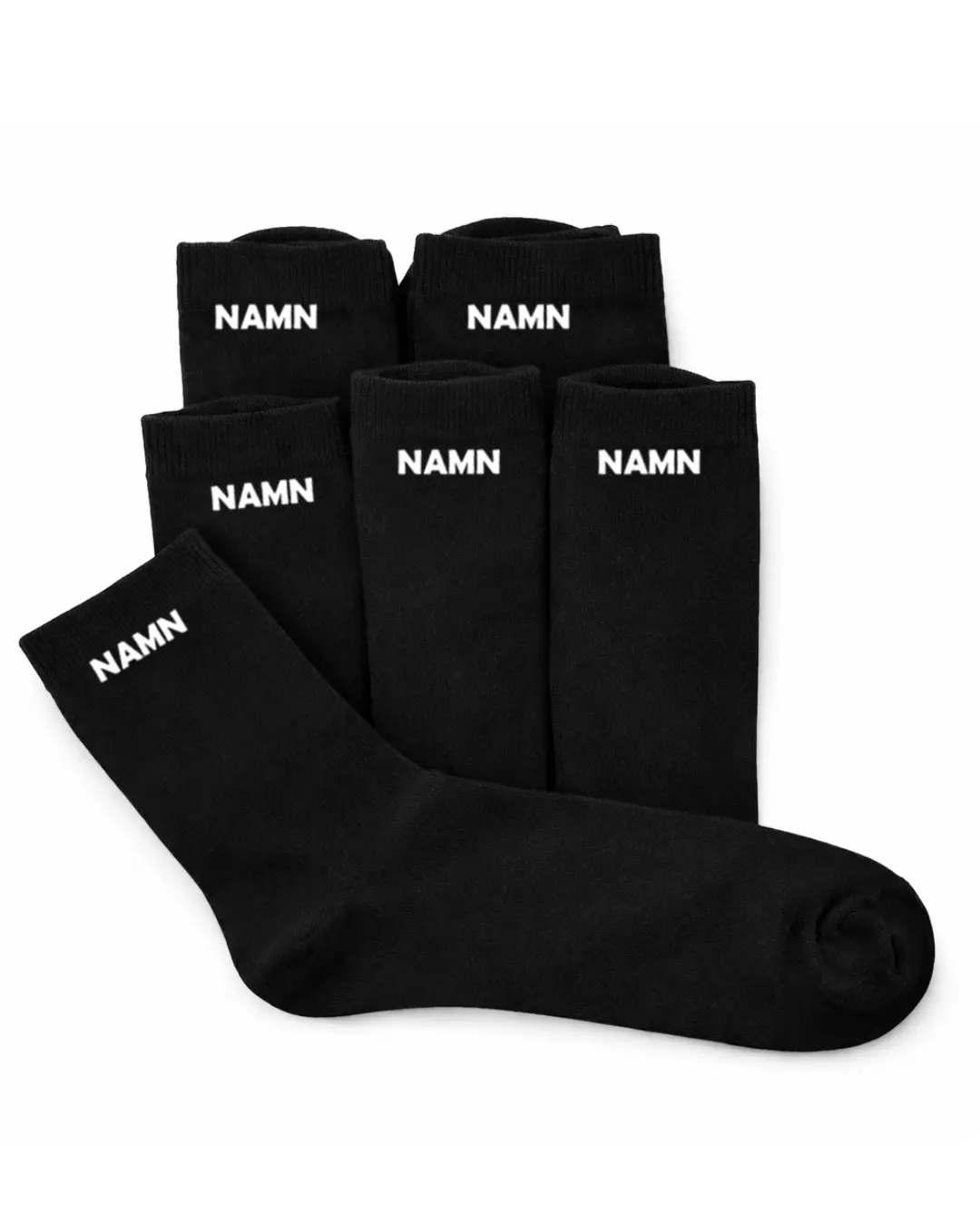 Svarta strumpor med namn 5-pack Svarta strumpor med namn 5-pack i svart bomullsblandning