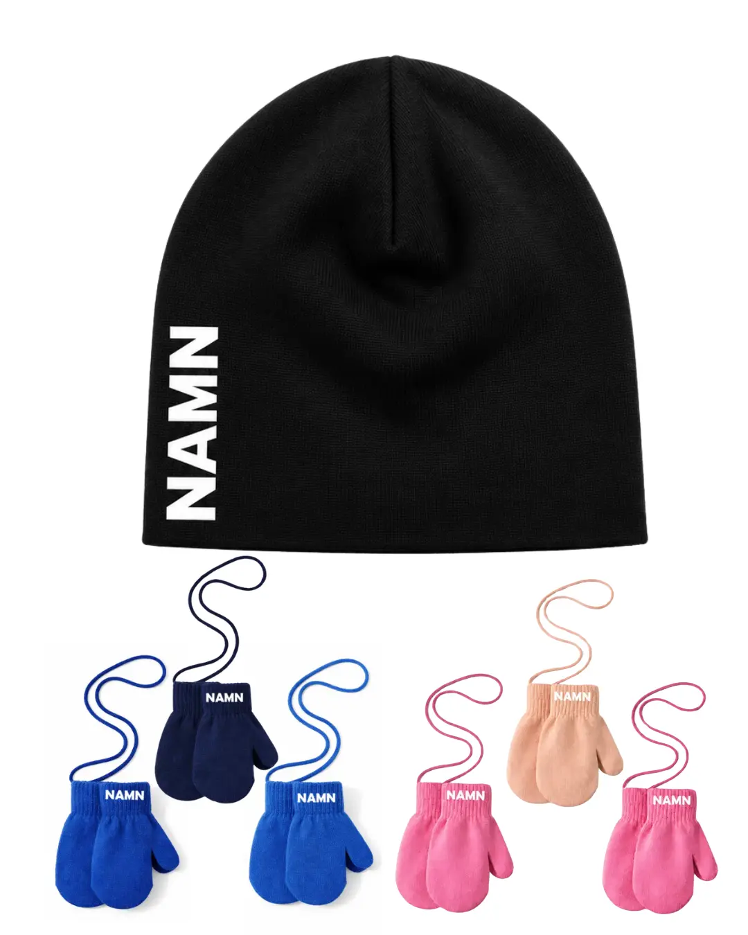 vantar och mössa set med eget namn vantar och mössa set med eget namn